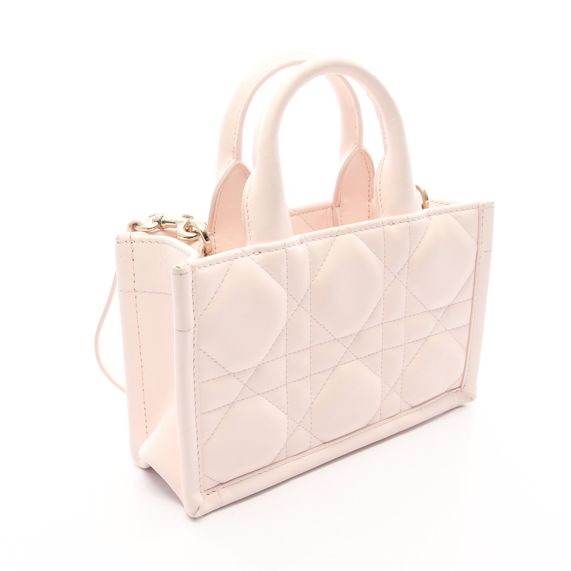 マクロ カナージュ ブックトート バッグミニ 2WAY ハンドバッグ レザー ライトピンク クリスチャンディオール バッグ Christian Dior