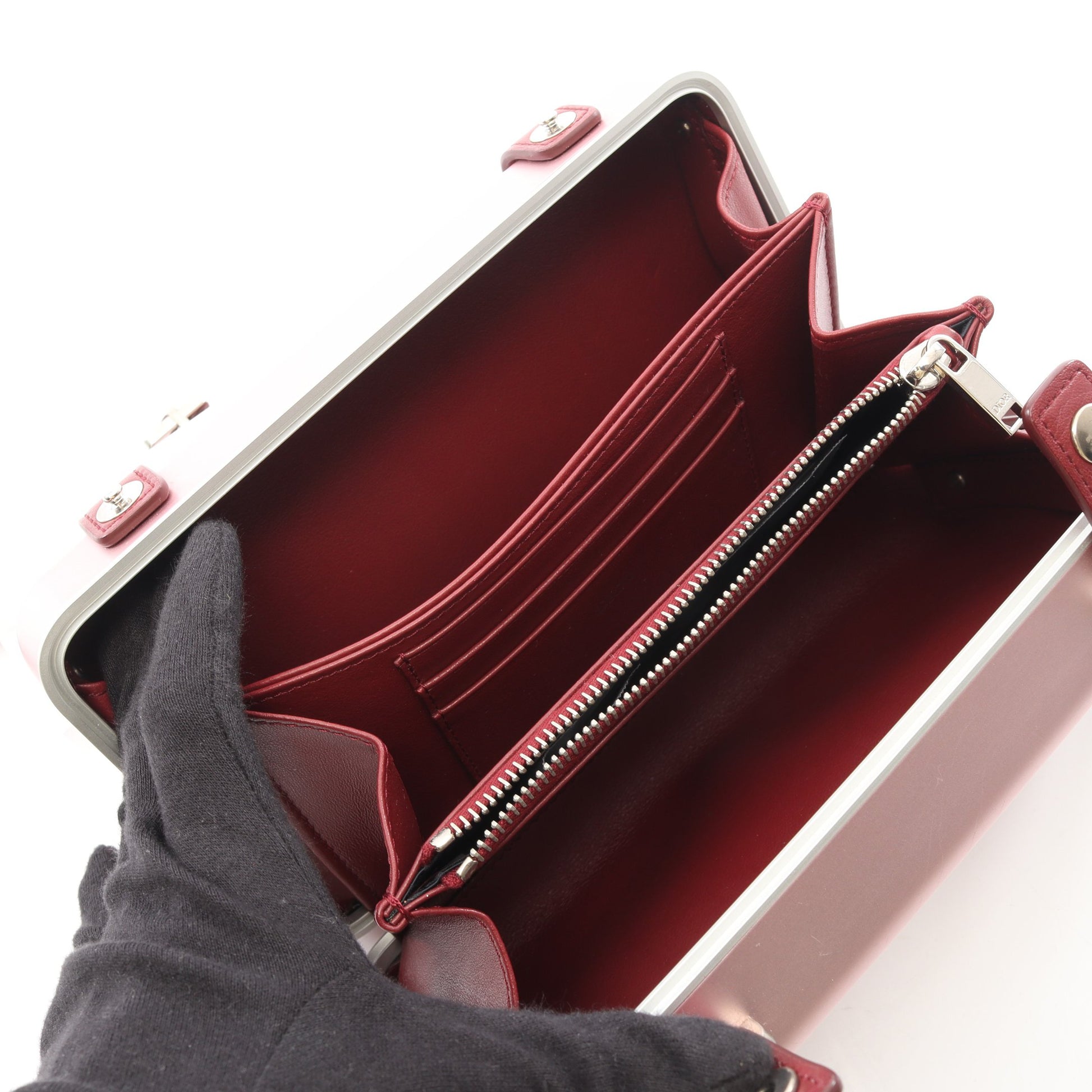 DIOR × RIMOWA パーソナルクラッチバッグ ショルダーバッグ ショルダーウォレット アルミニウム レザー ピンク ボルドー ディオール バッグ DIOR