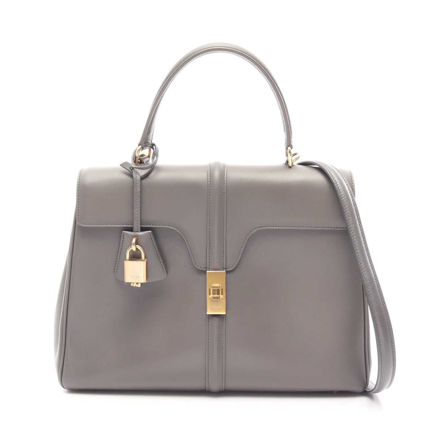 16 セーズ ミディアム 2WAY ハンドバッグ レザー グレー セリーヌ バッグ CELINE