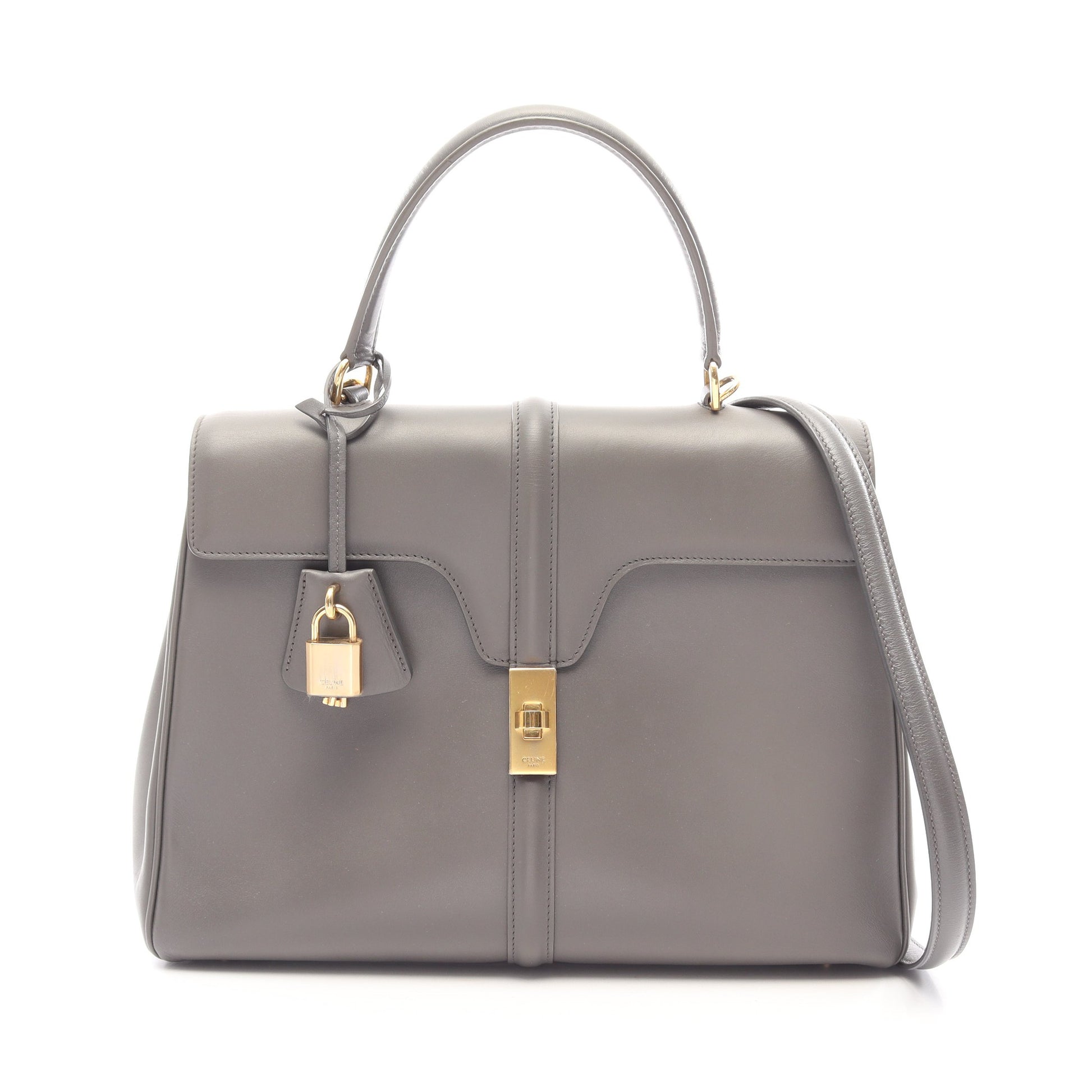 16 セーズ ミディアム 2WAY ハンドバッグ レザー グレー セリーヌ バッグ CELINE