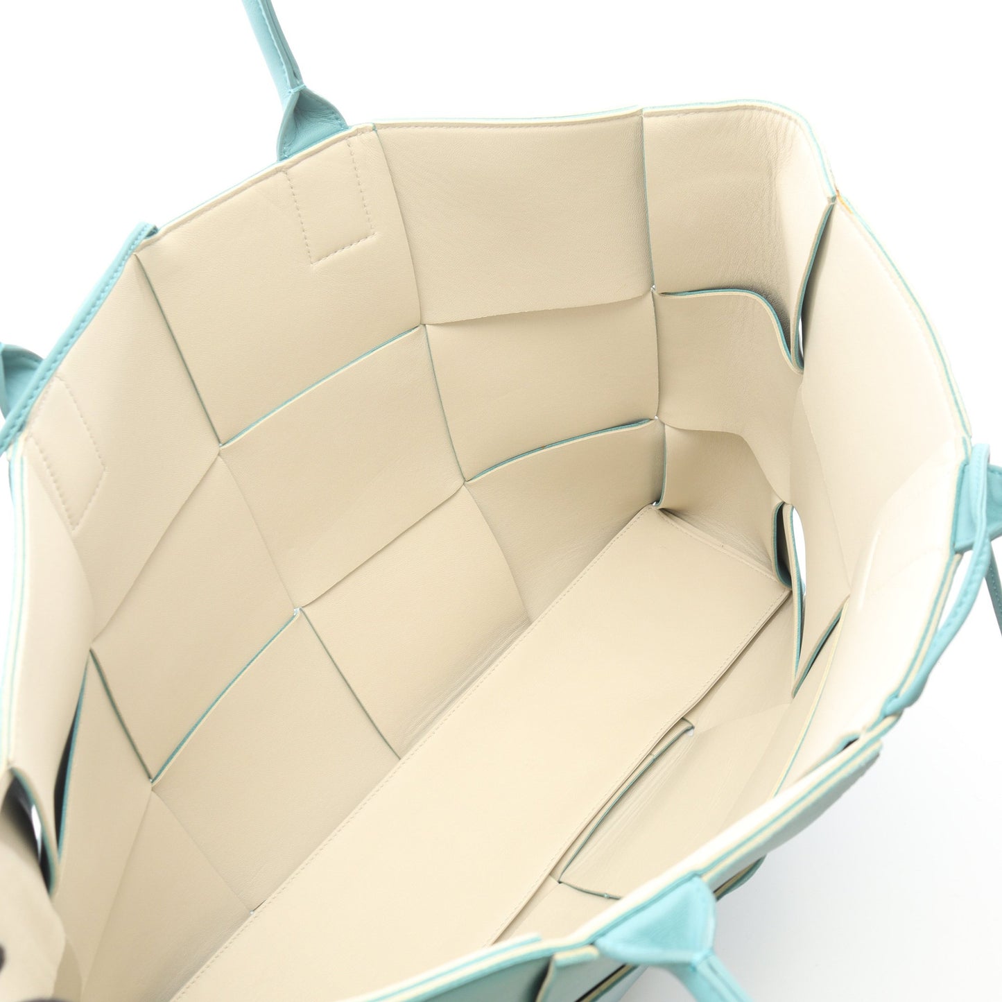 THE ARCO TOTE アルコ ラージ イントレチャート ハンドバッグ トートバッグ レザー ターコイズブルー ボッテガヴェネタ バッグ BOTTEGA VENETA