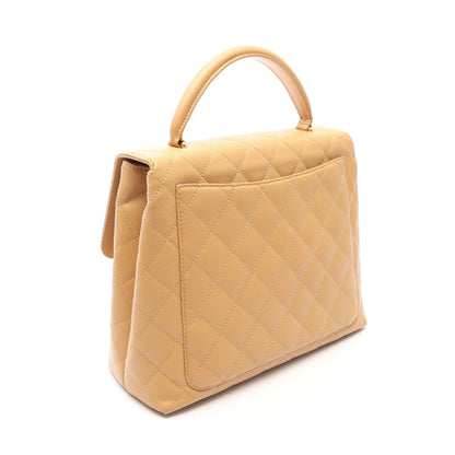 マトラッセ ハンドバッグ キャビアスキン ベージュ ゴールド金具 シャネル バッグ CHANEL