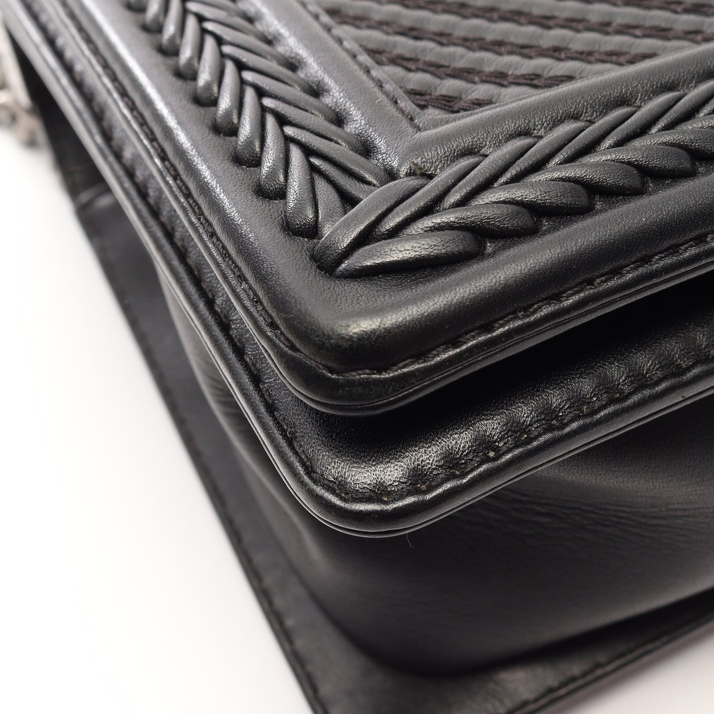 ボーイシャネル チェーンショルダーバッグ レザー ブラック シルバー金具 シャネル バッグ CHANEL