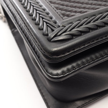 ボーイシャネル チェーンショルダーバッグ レザー ブラック シルバー金具 シャネル バッグ CHANEL
