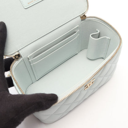 マトラッセ バニティバッグ 2WAY チェーンショルダーバッグ ラムスキン ライトブルー ゴールド金具 シャネル バッグ CHANEL