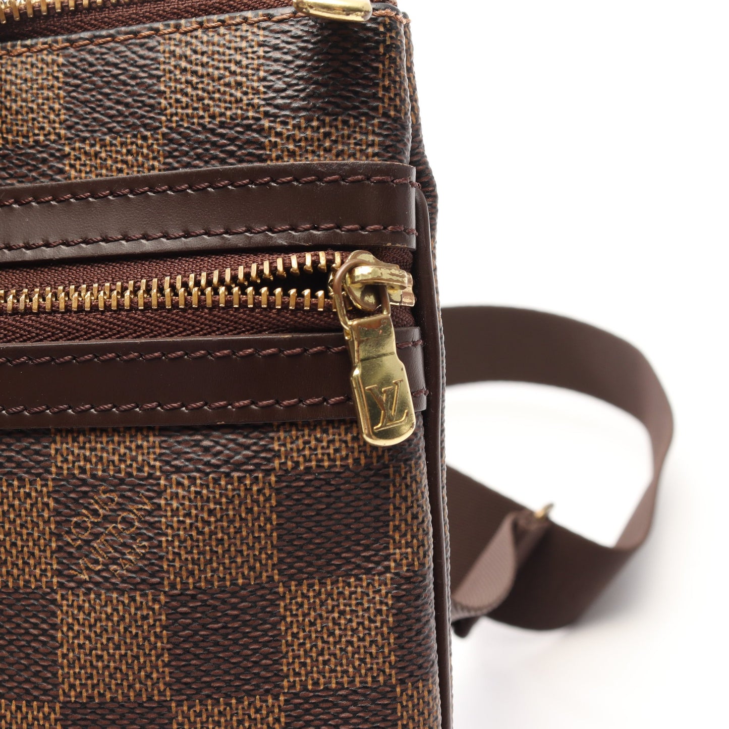 ポシェット ボスフォール ダミエエベヌ ショルダーバッグ PVC レザー ブラウン ルイヴィトン バッグ LOUIS VUITTON