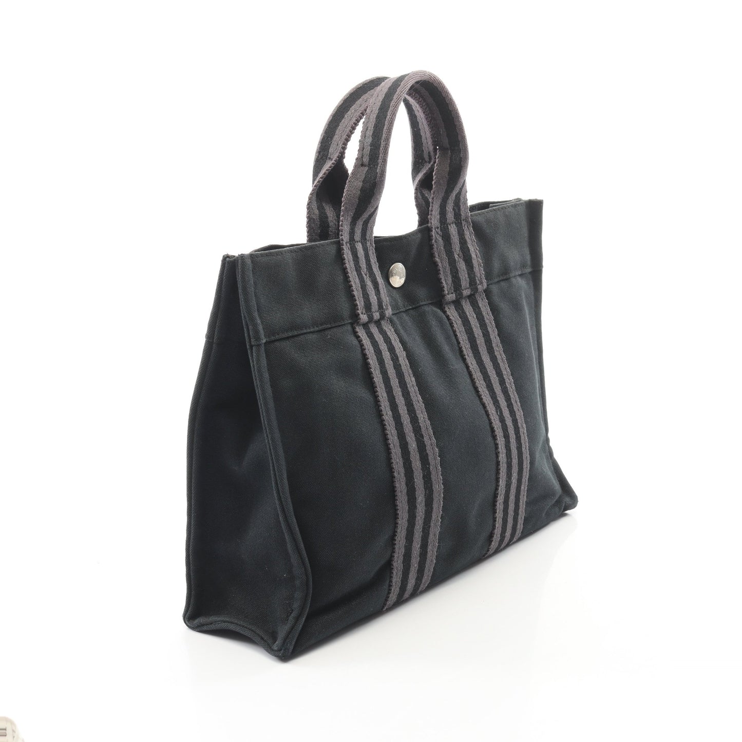 フールトゥPM ハンドバッグ トートバッグ キャンバス ブラック グレー シルバー金具 エルメス