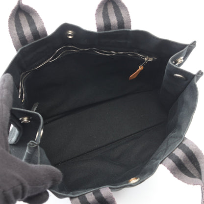 フールトゥPM ハンドバッグ トートバッグ キャンバス ブラック グレー シルバー金具 エルメス