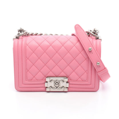 ボーイシャネル スモール チェーンショルダーバッグ キャビアスキン ピンク シルバー金具 シャネル バッグ CHANEL