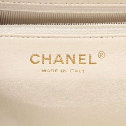 マトラッセ チェーンハンドバッグ キャビアスキン ウッド ホワイト ブラウン ゴールド金具 シャネル バッグ CHANEL