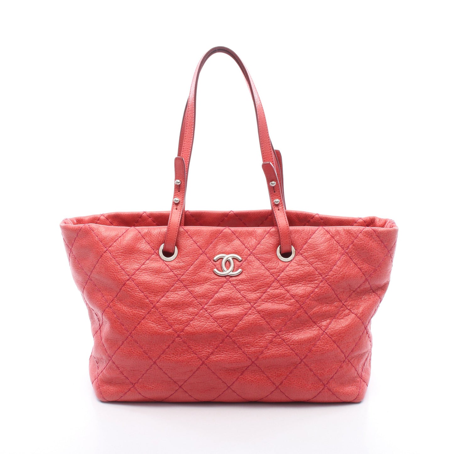 オンザロード ショルダーバッグ トートバッグ レザー レッド シルバー金具 シャネル バッグ CHANEL