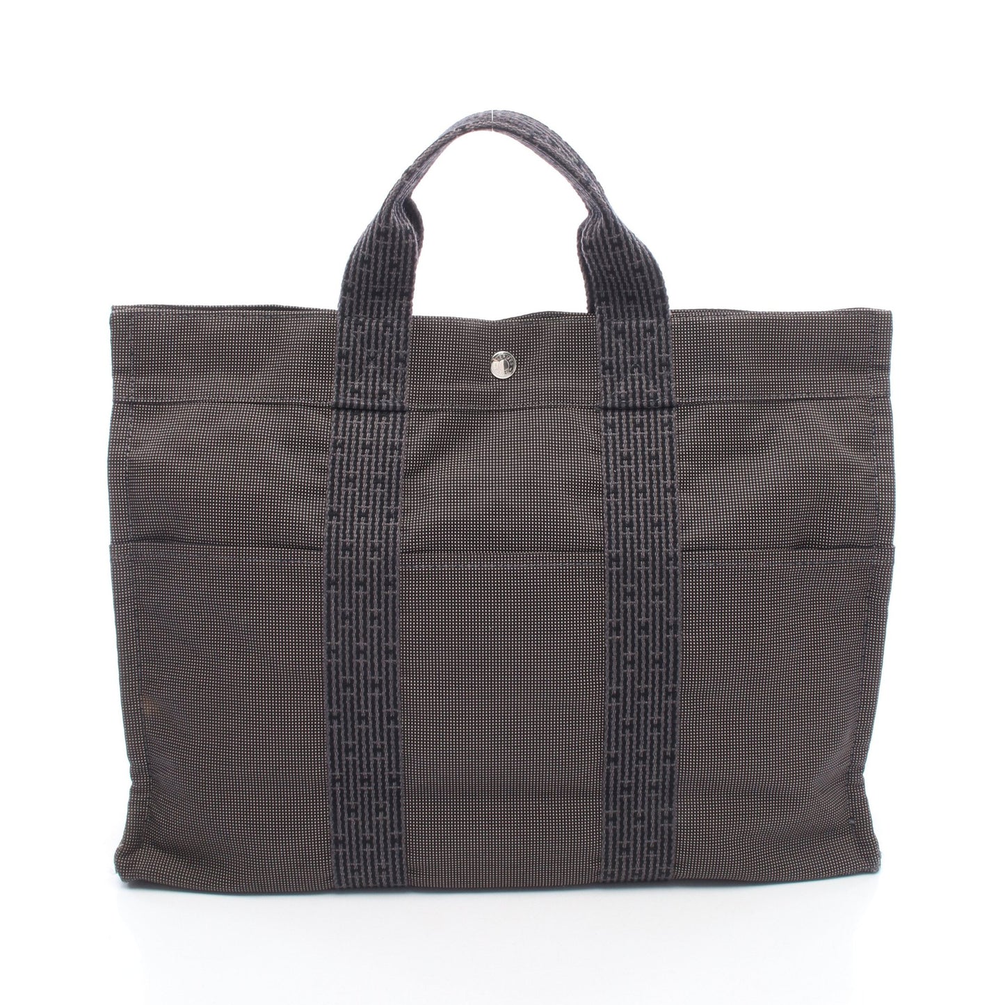 エールラインMM ハンドバッグ トートバッグ キャンバス グレー シルバー金具 エルメス バッグ HERMES