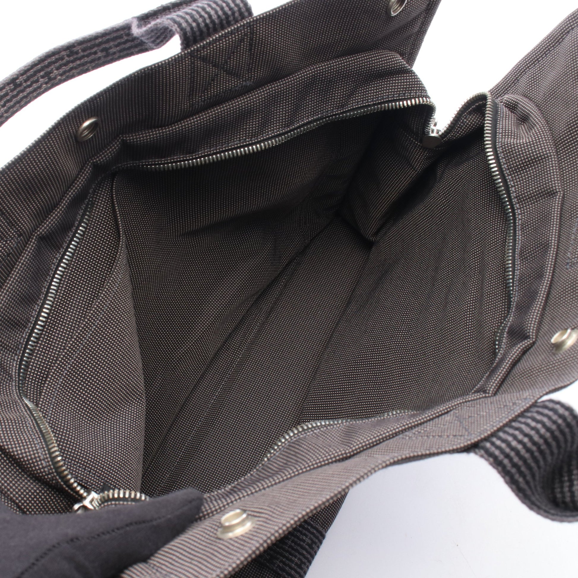 エールラインMM ハンドバッグ トートバッグ キャンバス グレー シルバー金具 エルメス バッグ HERMES