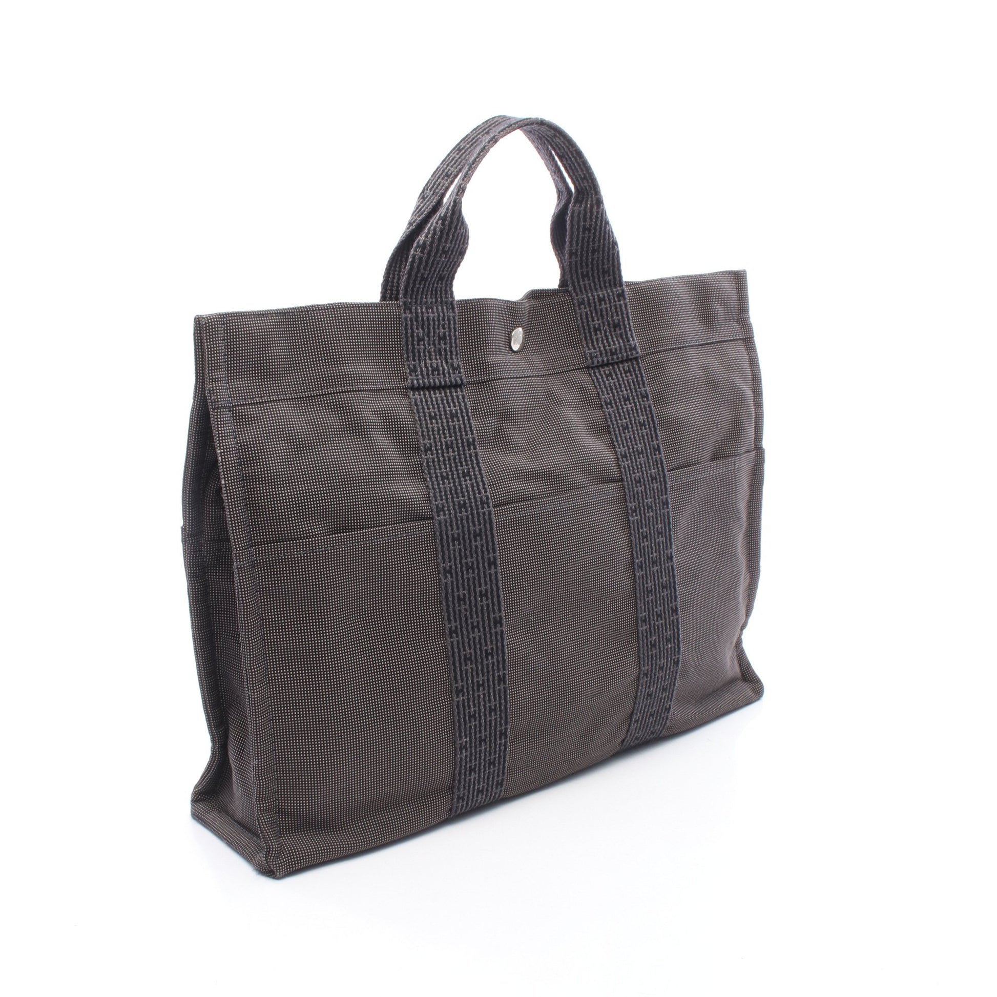 エールラインMM ハンドバッグ トートバッグ キャンバス グレー シルバー金具 エルメス バッグ HERMES
