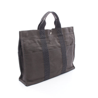 エールラインMM ハンドバッグ トートバッグ キャンバス グレー シルバー金具 エルメス バッグ HERMES