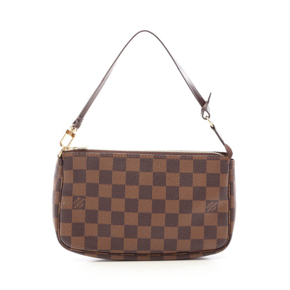 ポシェットアクセソワール ダミエエベヌ ハンドバッグ PVC レザー ブラウン ルイヴィトン バッグ LOUIS VUITTON