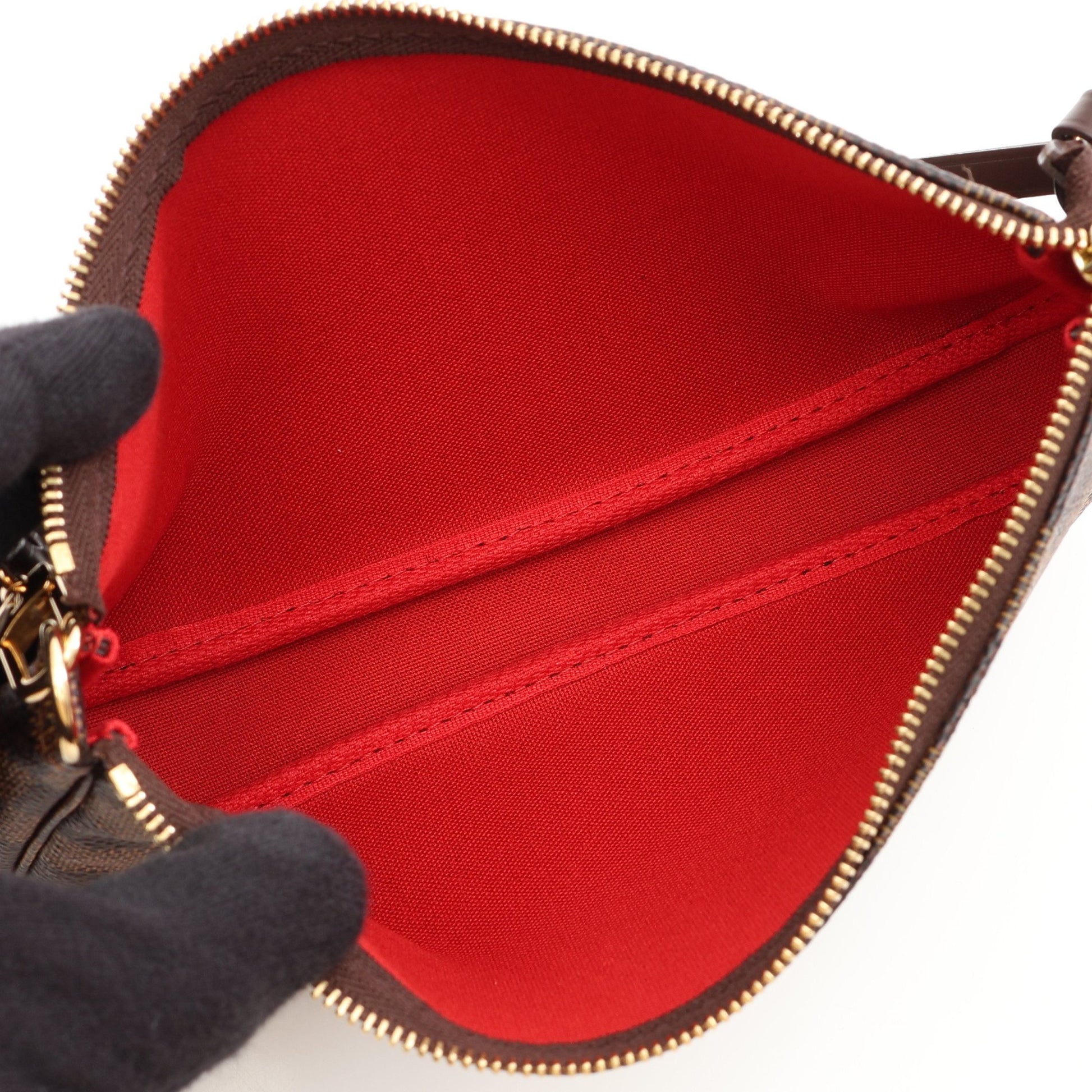 ポシェットアクセソワール ダミエエベヌ ハンドバッグ PVC レザー ブラウン ルイヴィトン バッグ LOUIS VUITTON