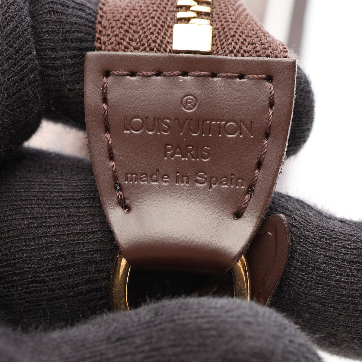 ポシェットアクセソワール ダミエエベヌ ハンドバッグ PVC レザー ブラウン ルイヴィトン バッグ LOUIS VUITTON