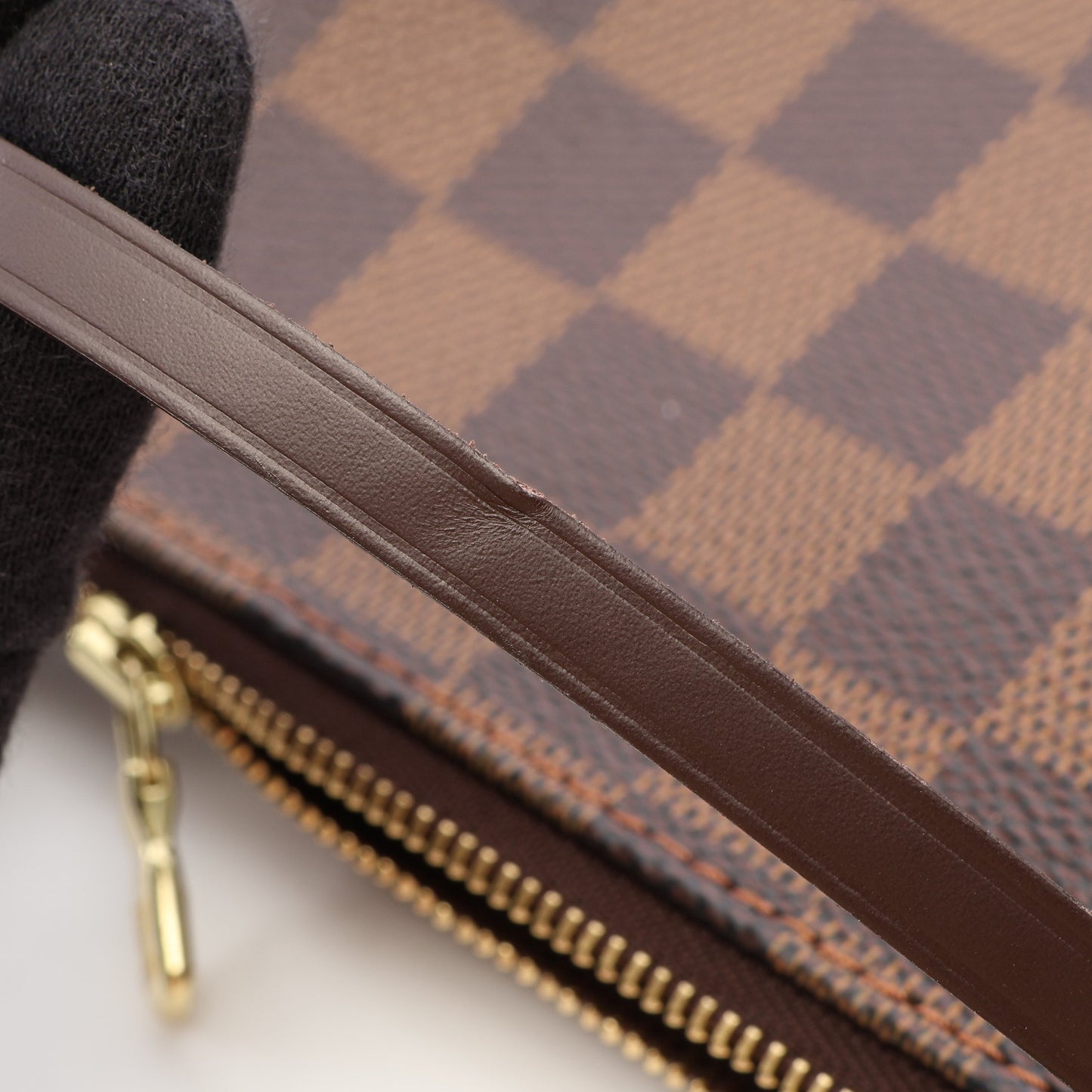 ポシェットアクセソワール ダミエエベヌ ハンドバッグ PVC レザー ブラウン ルイヴィトン バッグ LOUIS VUITTON