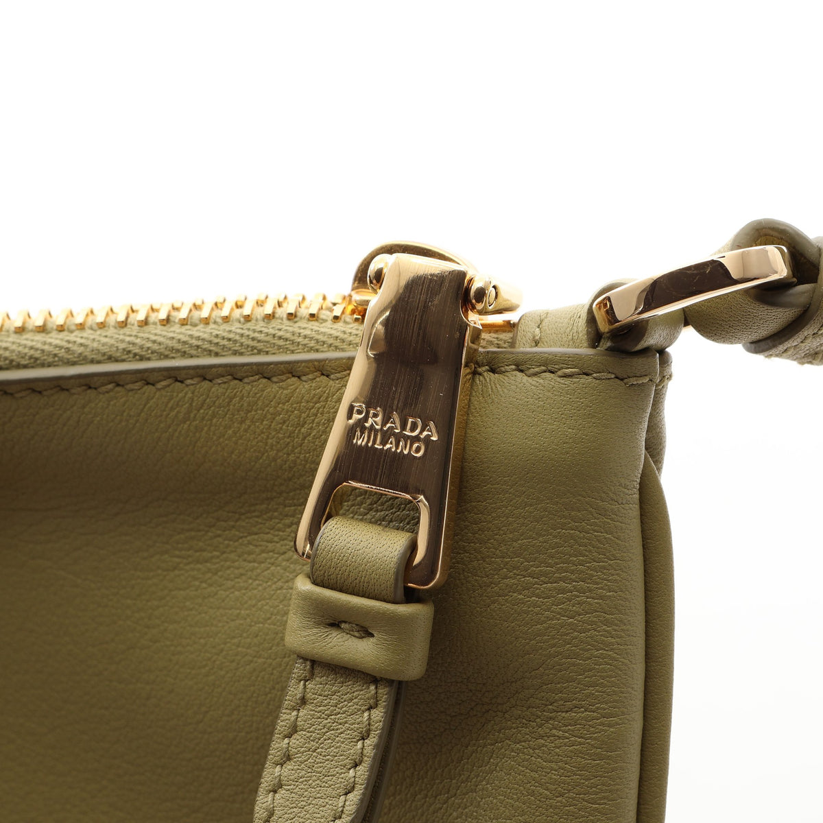 SOFT GRAIN ショルダーバッグ レザー イエローグリーン プラダ バッグ PRADA