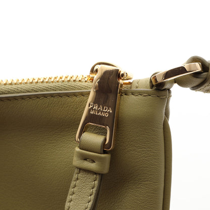 SOFT GRAIN ショルダーバッグ レザー イエローグリーン プラダ バッグ PRADA