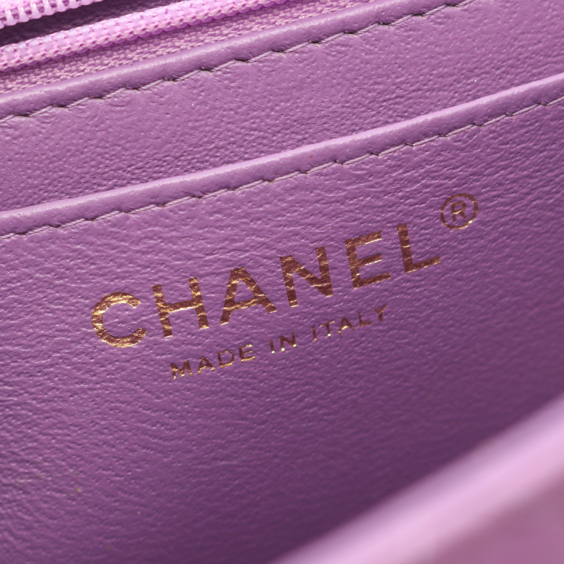 ミニマトラッセ チェーンショルダーバッグ ラムスキン パープル ゴールド金具 シャネル バッグ CHANEL