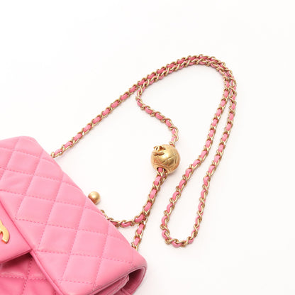 マトラッセ チェーンショルダーバッグ レザー ピンク ゴールド金具 シャネル バッグ CHANEL