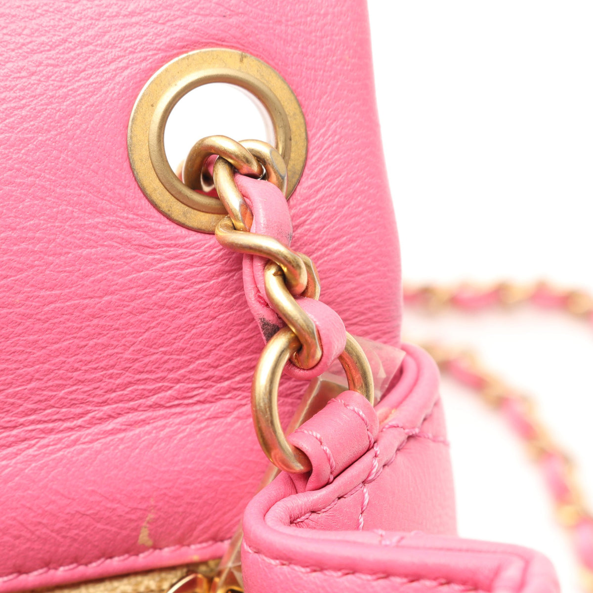 マトラッセ チェーンショルダーバッグ レザー ピンク ゴールド金具 シャネル バッグ CHANEL
