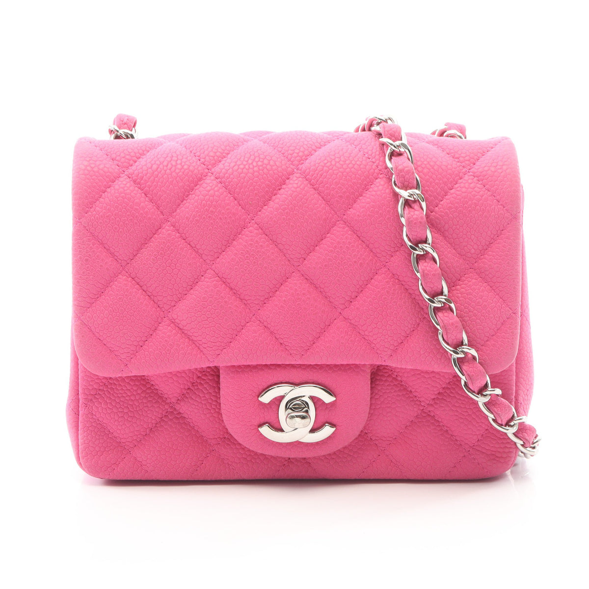ミニマトラッセ チェーンショルダーバッグ キャビアスキン ピンク シルバー金具 シャネル バッグ CHANEL