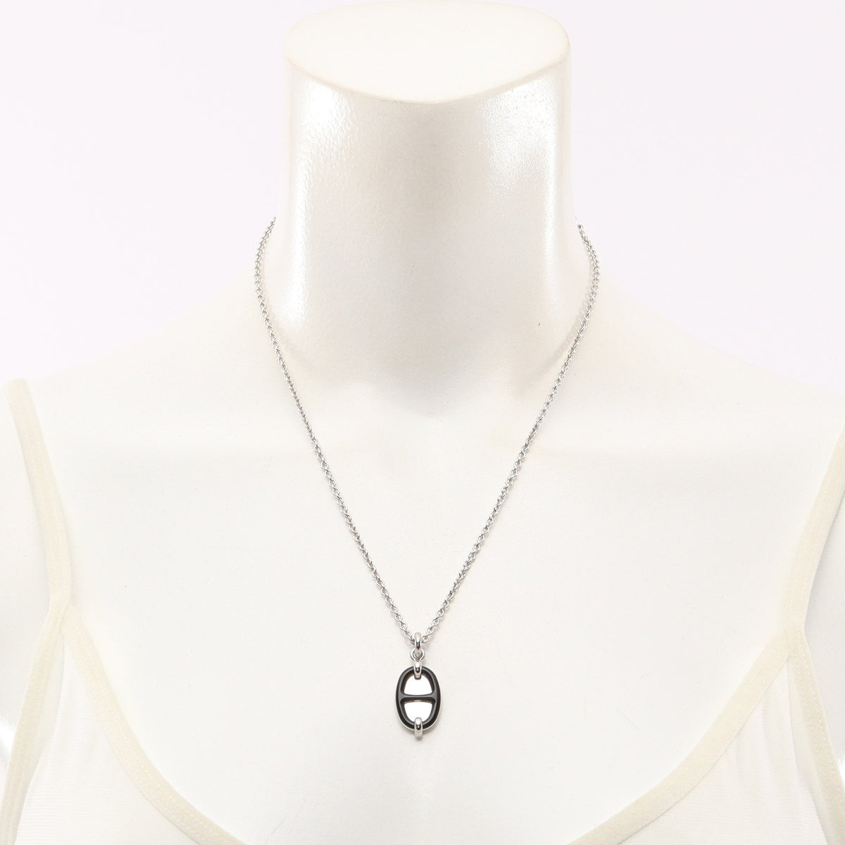 シェーヌダンクル ミニマイヨンPM ネックレス シルバー ブラック エルメス アクセサリー HERMES
