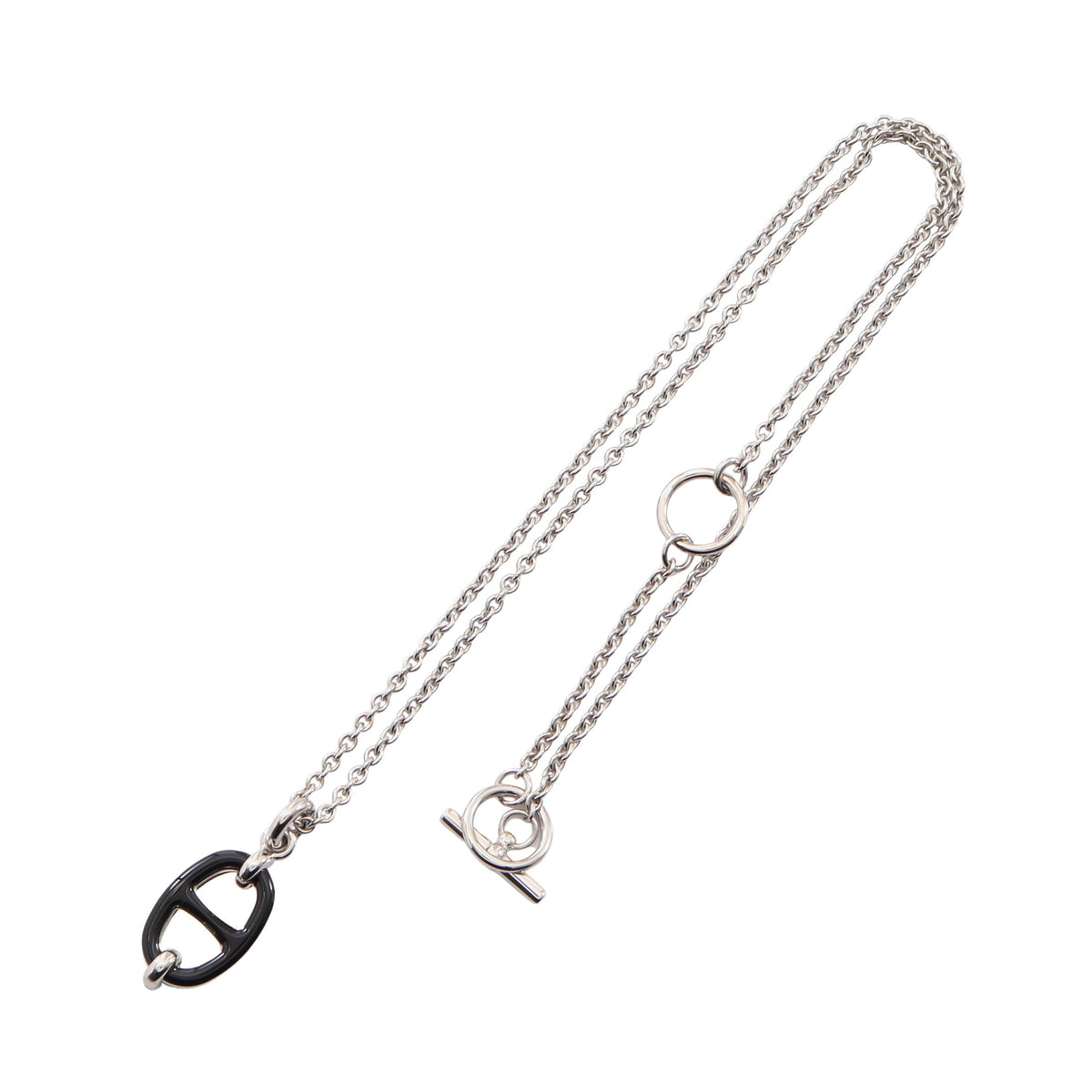 シェーヌダンクル ミニマイヨンPM ネックレス シルバー ブラック エルメス アクセサリー HERMES