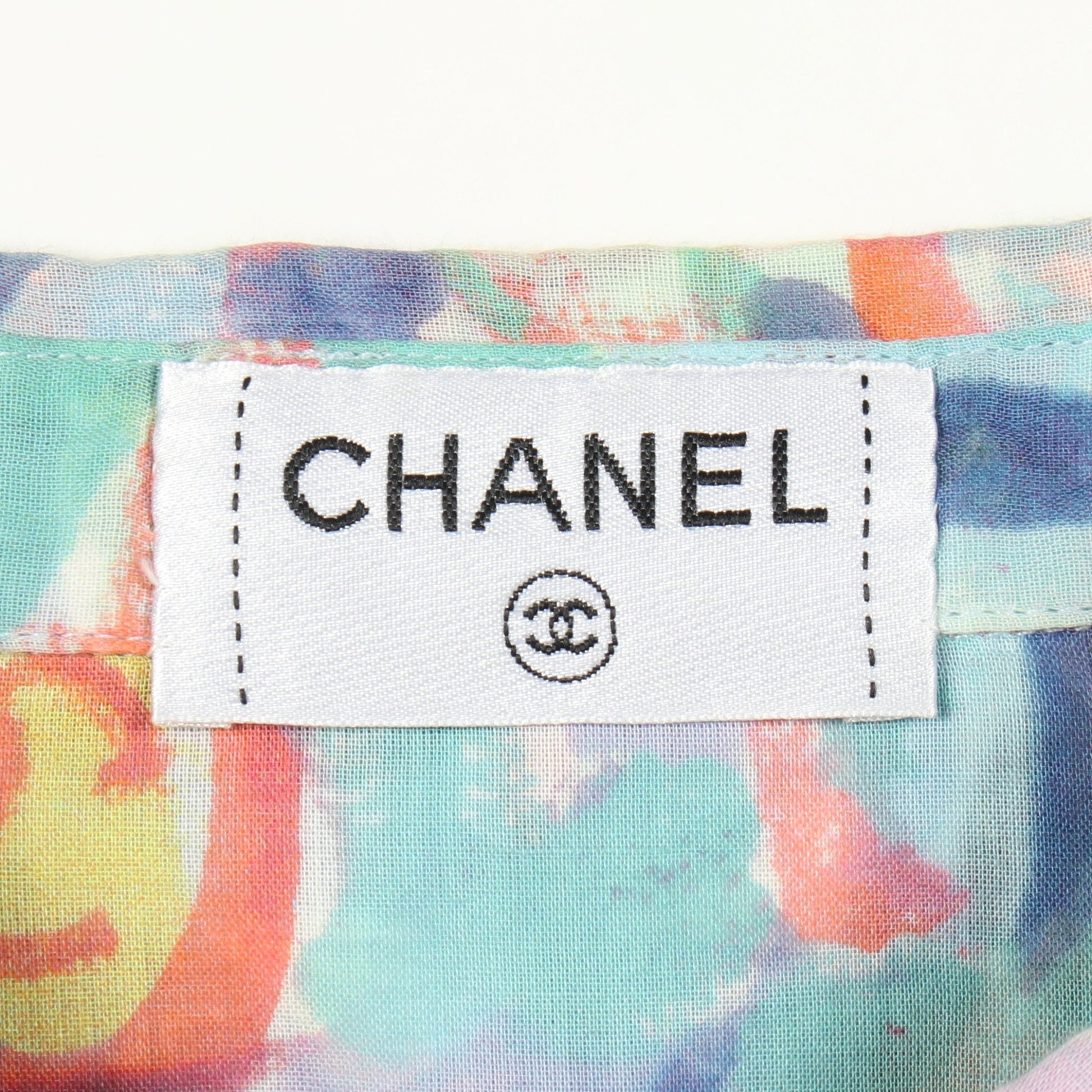 ココマーク 水彩柄 長袖 シャツ コットン マルチカラー シャネル トップス CHANEL