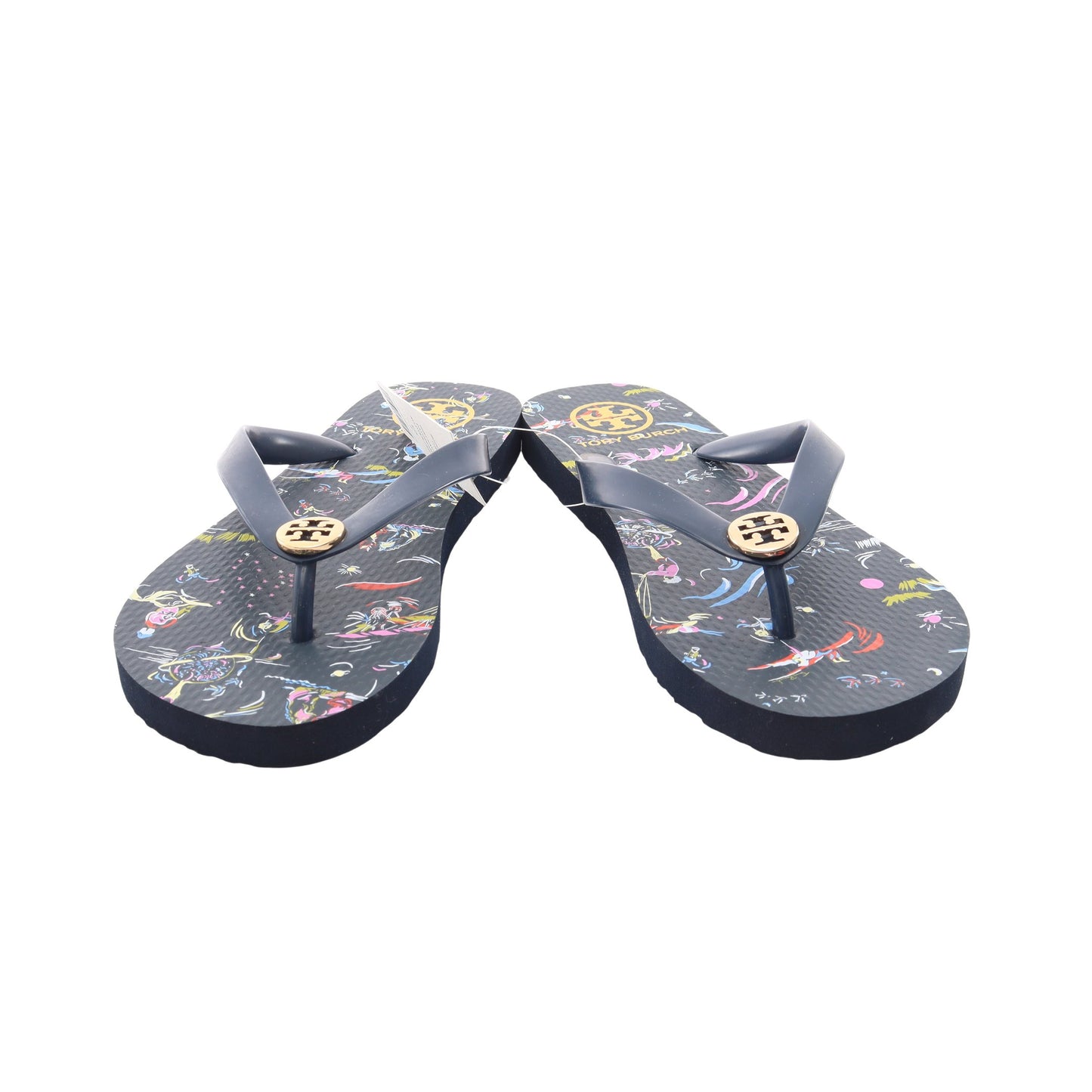 Flip Flop ダブルT ビーチ サンダル ラバー ネイビー マルチカラー トリーバーチ