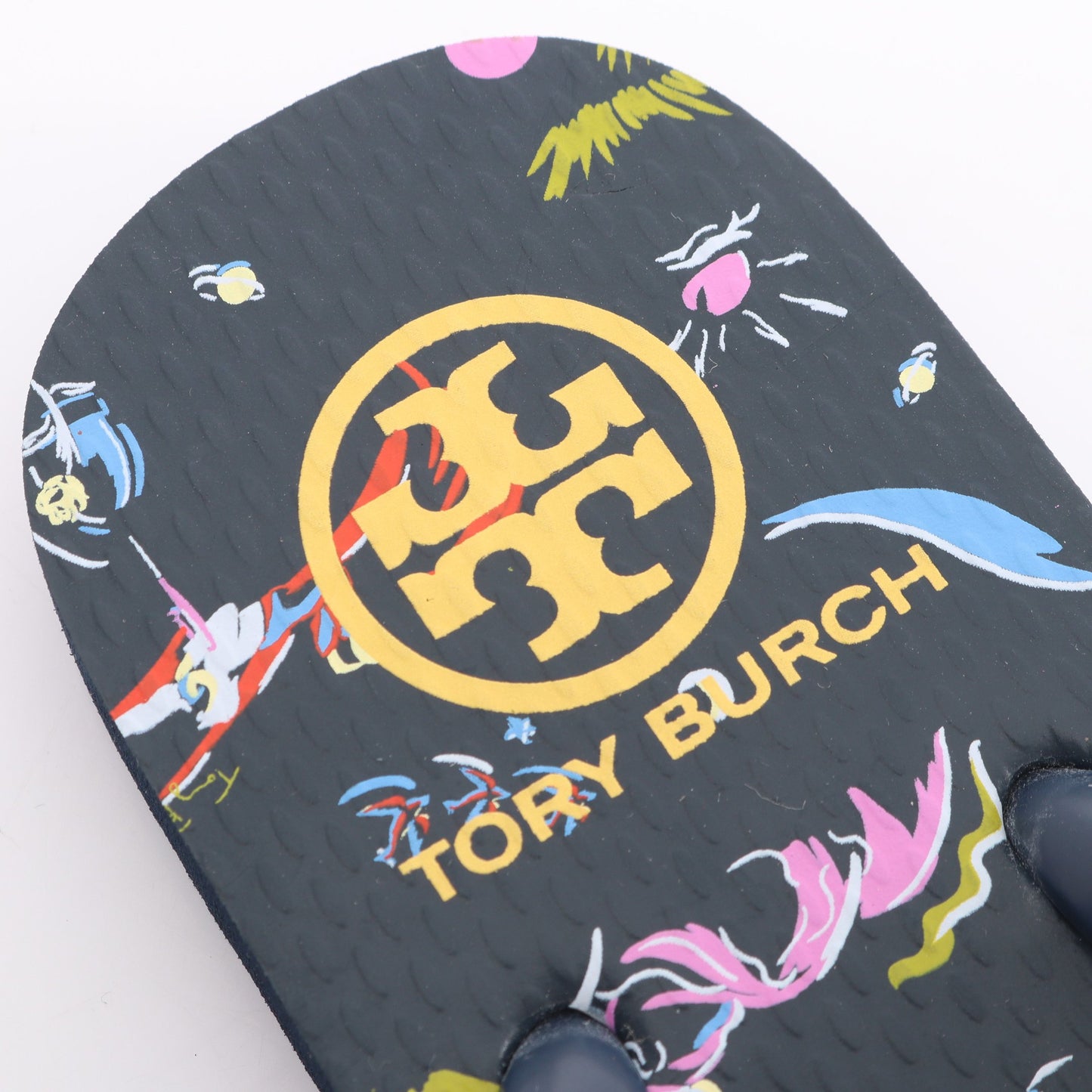 Flip Flop ダブルT ビーチ サンダル ラバー ネイビー マルチカラー トリーバーチ