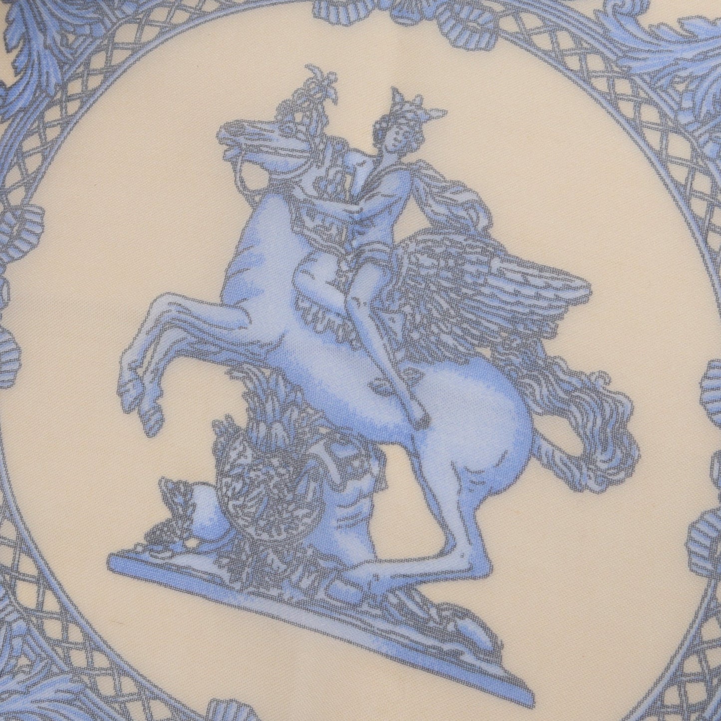 プチカレ カレ45 モスリン LES TUILERIES スカーフ シルク ライトベージュ ブルー エルメス