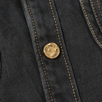 ロゴ刺繍 デニムジャケット コットン ダークグレー ルイヴィトン