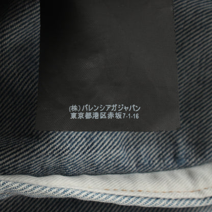 バックロゴ ダメージ加工 デニムジャケット コットン インディゴブルー バレンシアガ