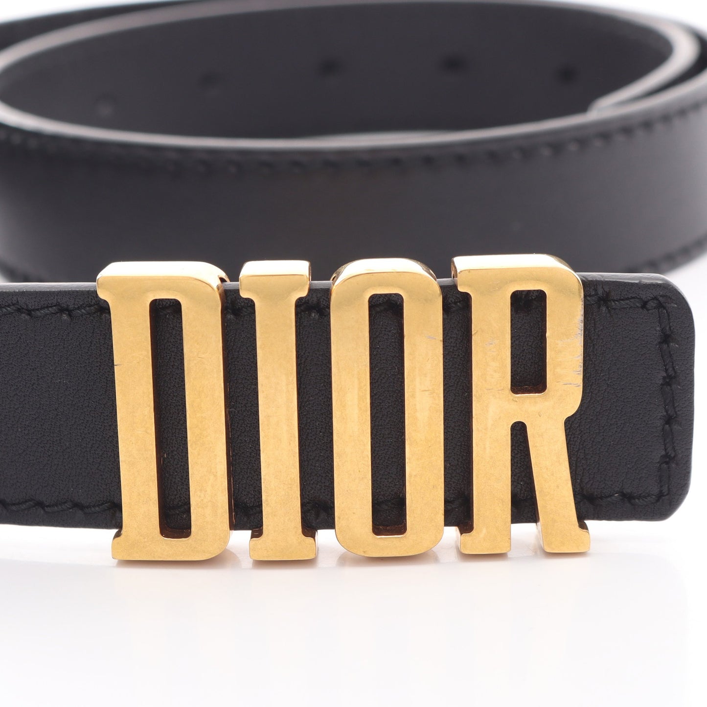 DIORロゴ ベルト レザー ゴールド ブラック クリスチャンディオール