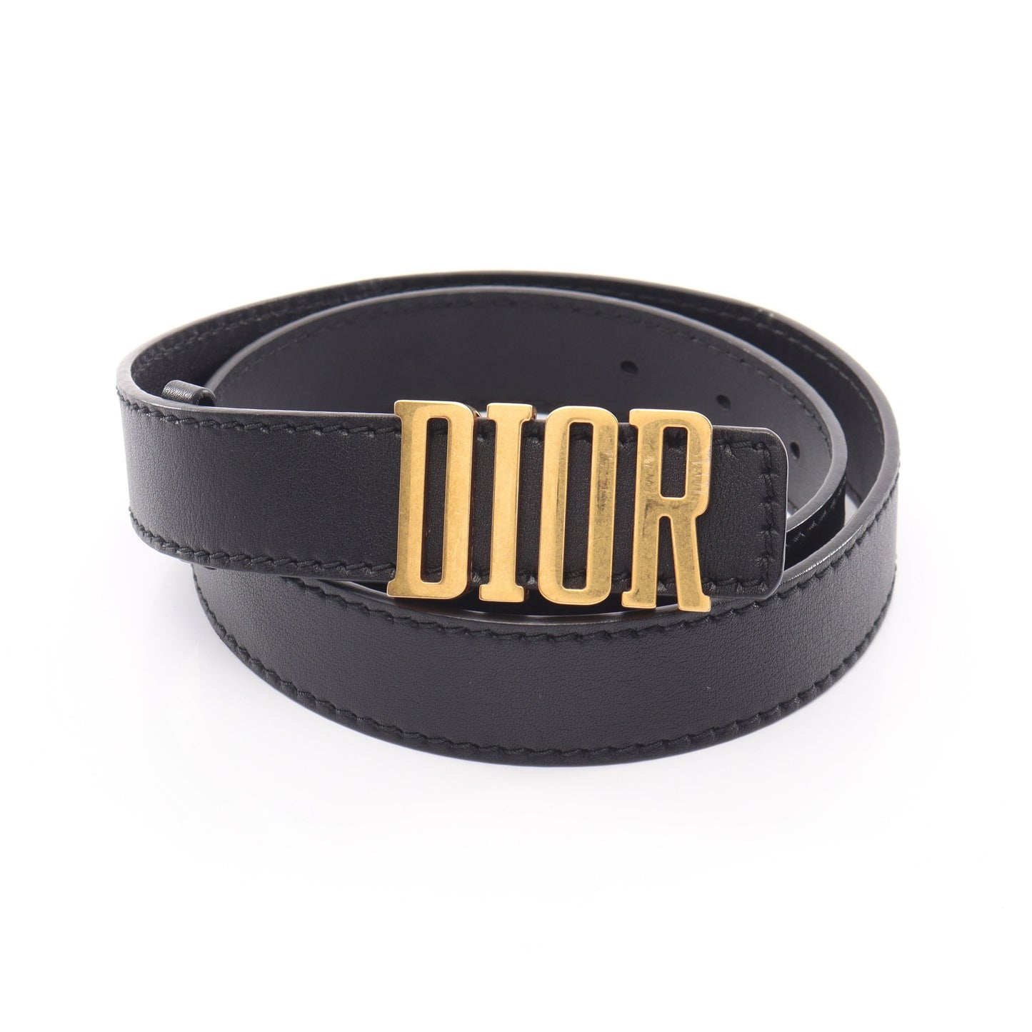 DIORロゴ ベルト レザー ゴールド ブラック クリスチャンディオール