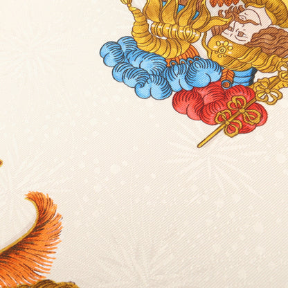 カレ90 LES FETES DU ROI SOLEIL スカーフ シルク ネイビー オフホワイト マルチカラー エルメス