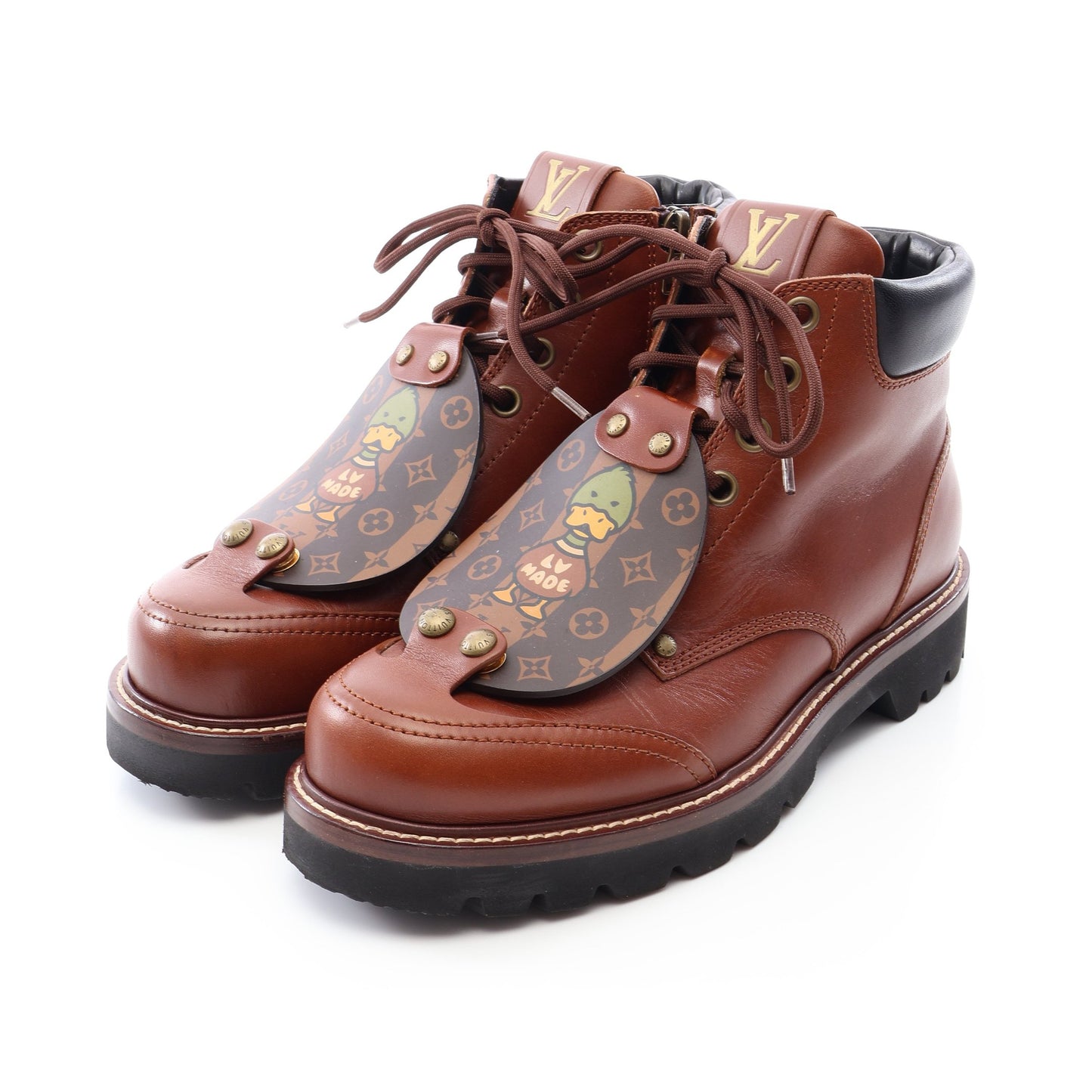 LOUIS VUITTON × NIGO オーベルカンフライン ブーツ レザー ブラウン ルイヴィトン