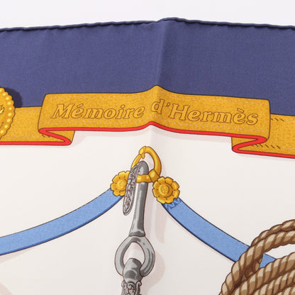 カレ90 Memoire d'Hermes スカーフ シルク ネイビー オフホワイト マルチカラー エルメス