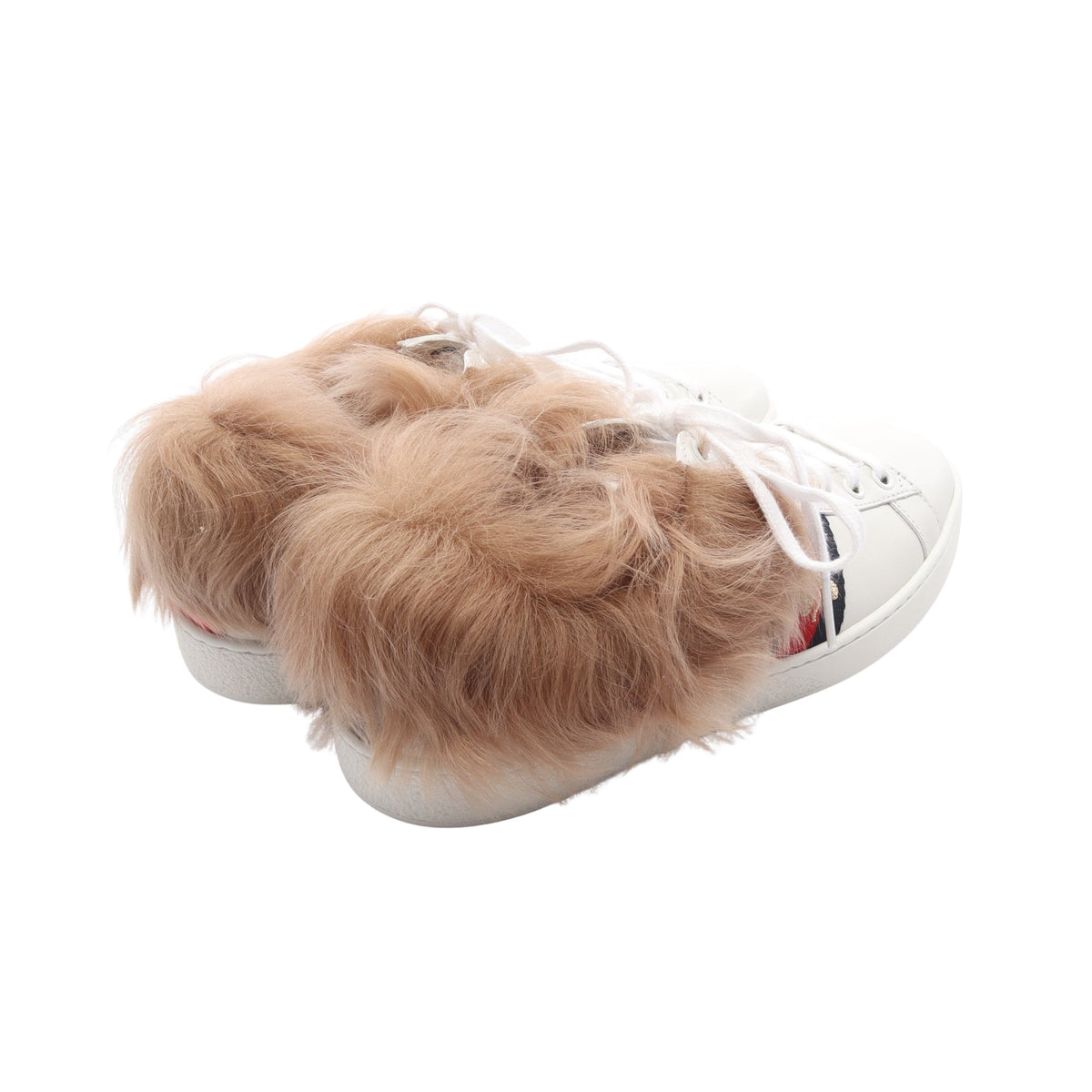 Ace エース ファー ローカットスニーカー レザー ホワイト ベージュ マルチカラー グッチ シューズ GUCCI