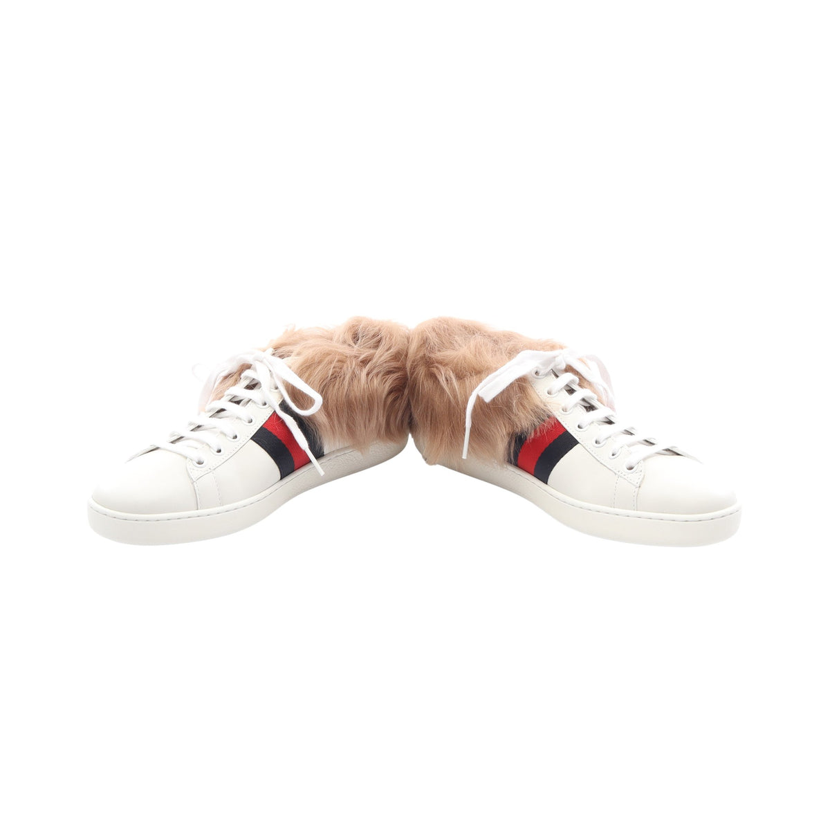 Ace エース ファー ローカットスニーカー レザー ホワイト ベージュ マルチカラー グッチ シューズ GUCCI