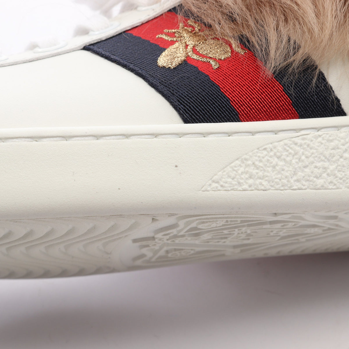 Ace エース ファー ローカットスニーカー レザー ホワイト ベージュ マルチカラー グッチ シューズ GUCCI