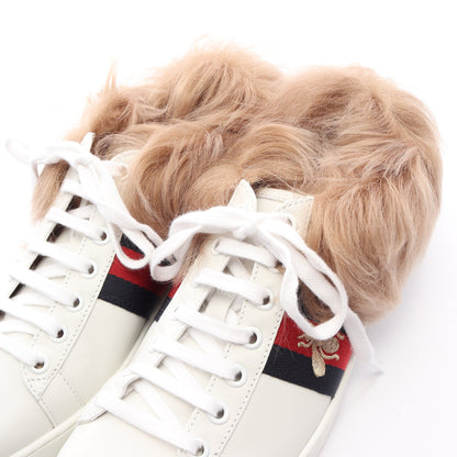 Ace エース ファー ローカットスニーカー レザー ホワイト ベージュ マルチカラー グッチ シューズ GUCCI