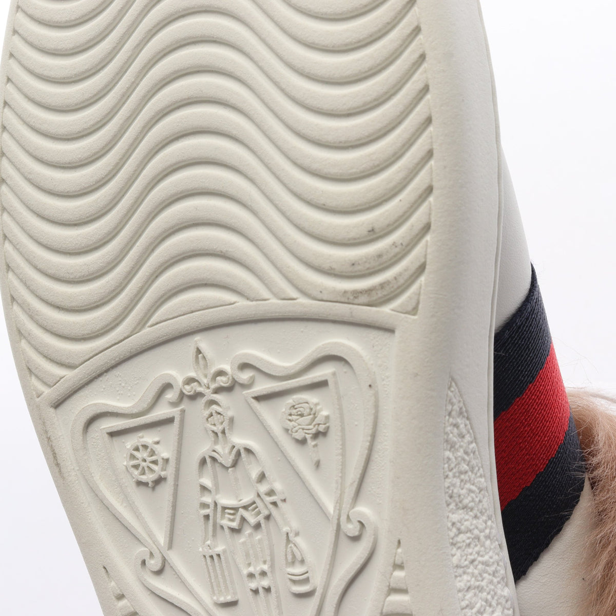 Ace エース ファー ローカットスニーカー レザー ホワイト ベージュ マルチカラー グッチ シューズ GUCCI