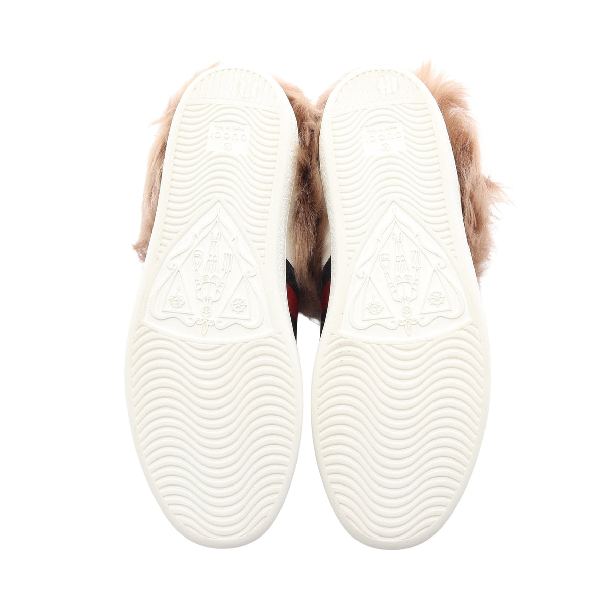 Ace エース ファー ローカットスニーカー レザー ホワイト ベージュ マルチカラー グッチ シューズ GUCCI