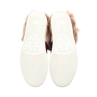 Ace エース ファー ローカットスニーカー レザー ホワイト ベージュ マルチカラー グッチ シューズ GUCCI