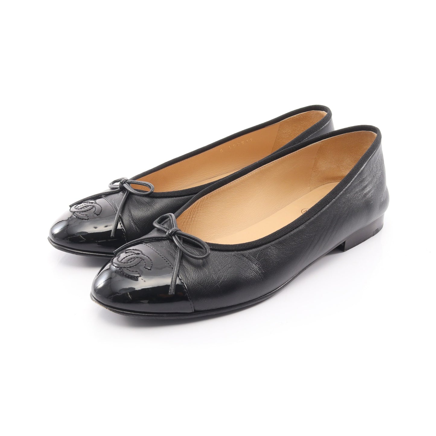BALLERINA バレリーナ バレエシューズ レザー エナメルレザー ブラック シャネル